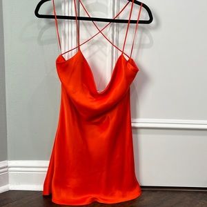 silk bright orange Zara dress